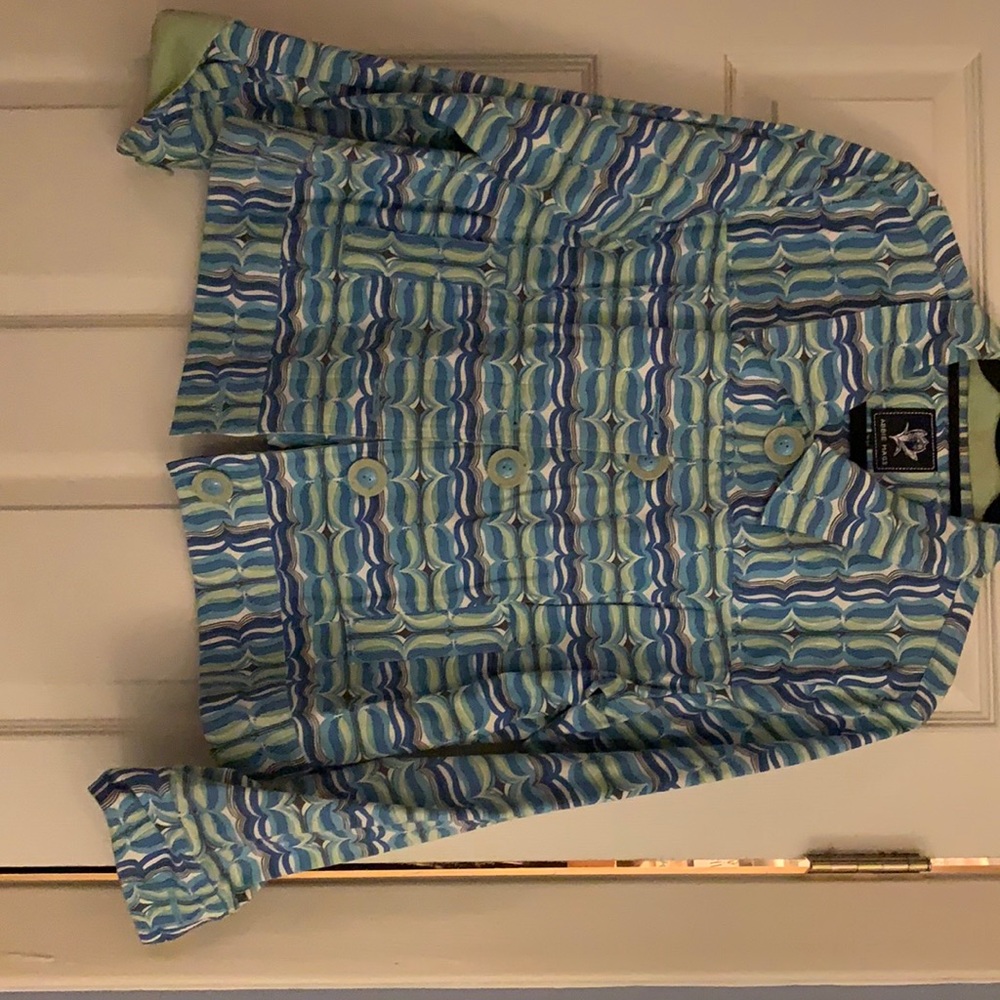 Turquoise and lime green jacket